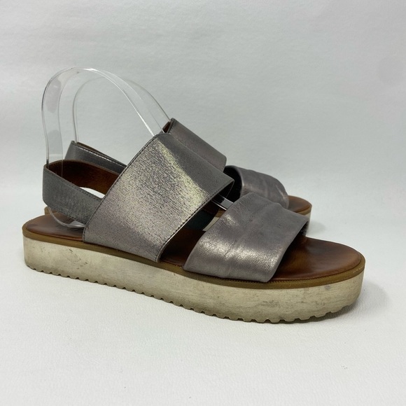 Miz Mooz Dasha Metallic Leather Platform Slingback Sandals - Picture 2 of 13